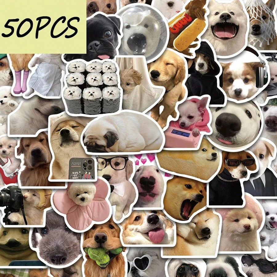 50PCS Cute And Funny Realistic Dog Stickers, Suitable For DIY Decorative Helmets, Skateboards, Phone Cases, Waterproof Stickers - Multicolor - View 1
