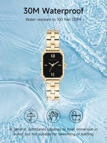 Anne Klein Women's Square Small Dial Watch, Fashionable And Casual Quartz Wristwatch, Steel Band Minimalist Square Quartz Watch, Travel Gift. - Gold - View 8