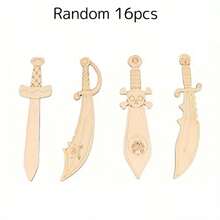4/8pcs DIY Unfinished Wooden Pirate Sword Craft Kit, Blank Wooden Pirate Design For Painting And Decorating – Perfect For Parties, Birthdays, Carnivals, And Festive Gifts - Multicolor - View 11