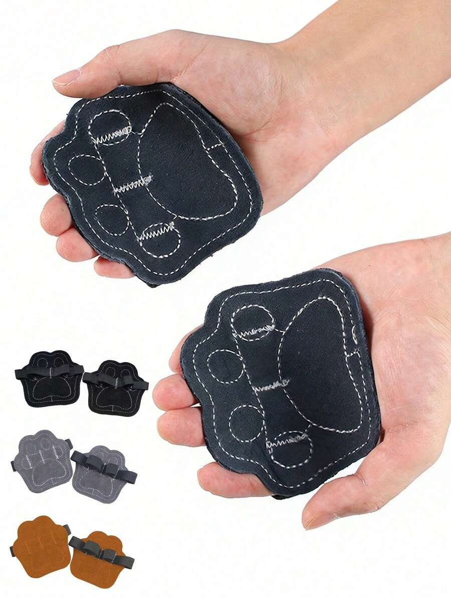 1 Paar Katzenpfoten 4-Finger Leder Trainingshandschuhe, rutschfeste Silikon Herren Gymnastikhandschuhe für Klimmzugstange Training, Handschutz aus Eisen - Verschiedenfarbig - Übersicht 1