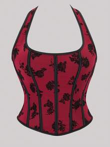 Áo croptop cúp ngực hở lưng gợi cảm dành cho nữ, áo định hình ôm sát cơ thể, phong cách đường phố hở lưng thời trang mùa hè. - màu đỏ - Xem 2