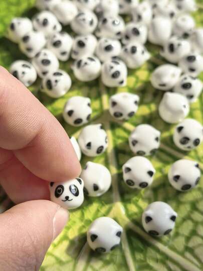 10 pièces Perles de panda en céramique mignonnes, conviennent pour les bracelets DIY, les accessoires cheveux et autres créations de bijoux