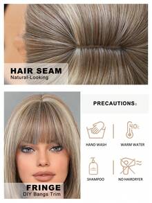 7JHH WIGS Flaxen Brown Short Straight Hair Wig For Women 12 Inch Brown Mixed Beige Highlight Hair Elegant Bob Wig With Bangs, Synthetic Fiber Full Machine Fake Hair For Daily Wear, Festival Ready & Party Costume Wigs Accessory - Girl's Gift - Beige Highlight - View 7