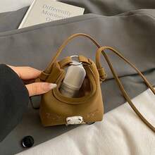 1pc New Spring/Autumn Kids Bag, Korean Embroidered Cute Bear Half Moon Bag, Girls Mini Crossbody Coin Purse, Children Sling Bag - Multicolor - View 10