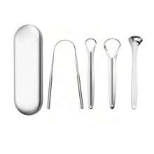 3pcs Stainless Steel Tongue Scraper With Large Case, Tongue Scraper, Tongue Coating Scraper, Oral Care Tool For Fresh Breath,Oral Cleaning Tool,Travel Essential - Multicolor - View 8