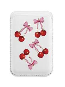Pink Bowknot Design 1pc Magnetic Card Holder Case With Cherry Blossom & Bow Design Compatible With Apple Phone Spring Gift - Multicolor - View 21