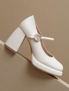 女士时尚舒适百搭套脚高跟鞋 - 杏色 - 查看 4