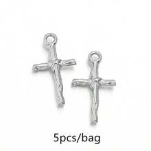 5pcs/Pack Stainless Steel Cross Pendant, Fashionable Personalized Necklace Bracelet Earring Jewelry Making Cross Pendant, Anti-Allergy Jewelry DIY Pendant Accessories - Pendant - View 20