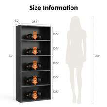 5-Tier Bookshelves With Adjustable Shelves, Floor Standing Bookcase For Home & Office Storage, Black - Black - View 6