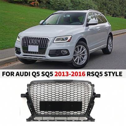 Car Grille For Audi Q5 (13-16 Years) European And American Models (No Logo) Single Bright Black Frame - G48 Gz.A Ad-Lk Q5/Rs-48