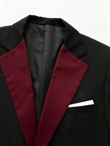 Men's Stylish And Elegant 3-Piece Suit, Jacket + Vest + Pants, Business Dress, Suitable For Weddings, Parties And Formal Occasions - Màu Đỏ Sâu - Xem 3