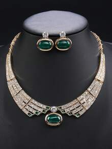 一套三件装奢华立方氧化锆首饰项链和耳环，适合婚礼、派对、新娘礼服、节日、生日礼物等场合。 - 珠寶套裝 - 查看 13