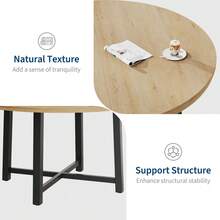 Industrial 47'' Round Dining Table For 4-6 – Space-Saving Wooden Kitchen Table – Sturdy Metal Frame – Perfect For Dining Room Or Kitchen – No Chairs Included - Wood Color - View 9