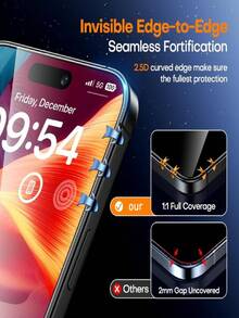 Paquete de 6 protectores de pantalla de vidrio templado ultra claros compatibles con 17 Pro Max, 17 Air, 16 Pro Max, 17, 16, 15, 14, 13, 12, 11 Plus, Mini X, XS, XS Max, XR, 7P, 8P. Instalación automática anti-polvo, dureza 9H, fácil de instalar, anti-huellas dactilares, protección de pantalla HD clara. Esenciales para uso diario, oficina y hogar. Accesorios para teléfono a prueba de agua, a prueba de golpes, resistente a caídas y arañazos. - transparente - Ver 3