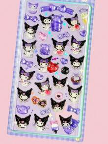 SANRIO 1张3D立体浮雕水晶贴纸手机壳DIY贴纸，可爱卡通水晶装饰贴纸，适用于手机、行李箱、笔记本，精美水晶环氧树脂浮雕装饰贴纸，流行手机壳贴纸，节日礼物（颜色随机） - 彩色 - 查看 10