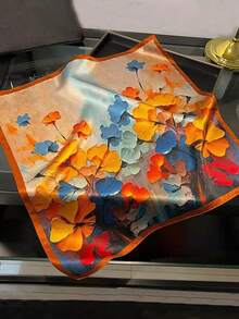 1pc Women Printed Scarf, Fashion Faux Silk Neckerchief Lightweight Elegant Square Scarf For Dress - Multicolor - View 10
