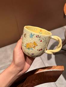 Ins Style Ceramic Mug With Deer & Rabbit Motif, Handmade Crafted Cup Body, Suitable For Coffee, Juice, Tea, Beverages, Daily Use, Home, Restaurant, Office, Gifts, Holiday Presents - Multicolor - View 9
