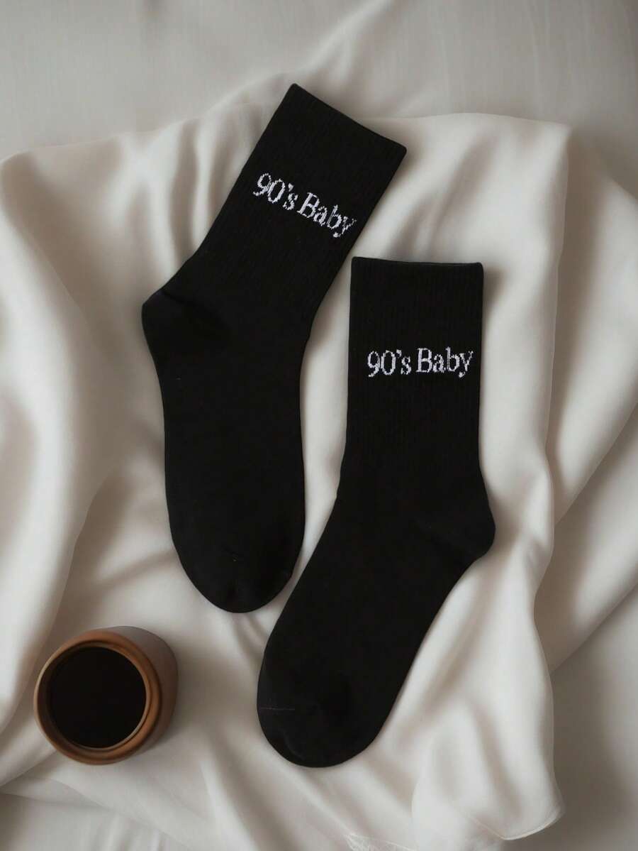 1 Pair 90's Baby Casual Mid-Calf Socks - Multicolor - View 1
