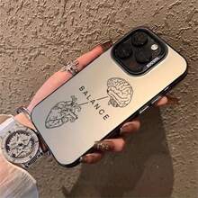 Brain Heart Balance Phone Case It Is Compatible With IPhone 17/16/15/14/13/12/146 Pro Max/Pro/Plus Models. It Features A Stylish And Minimalist Design And Provides Shockproof And Abrasion-Resistant Protection. - Black - View 2
