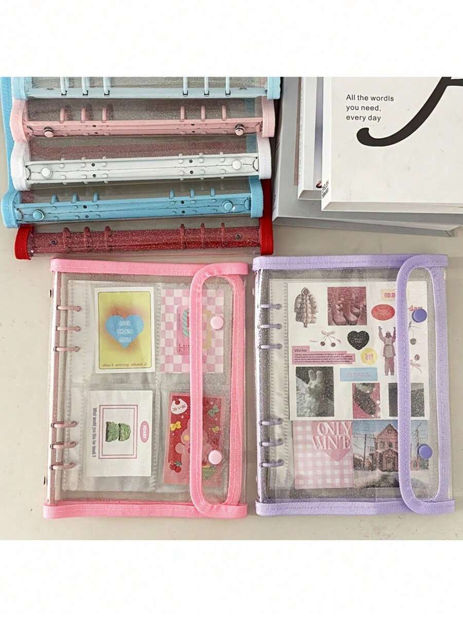 A5 Double Ring Binder, 10pcs Loose Leaf Bags, DIY Photo Album Storage Notebook, Kpop Organization Binder - Multicolor - View 1