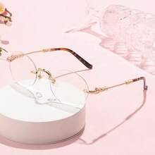 Fashionable Oval Small Frame , Retro Personalized All-Match, Street Style Eyewear, Daily Wear, Business & Casual Gift, College Style, Back To School, Leopard & Tortoiseshell Print - A - View 3