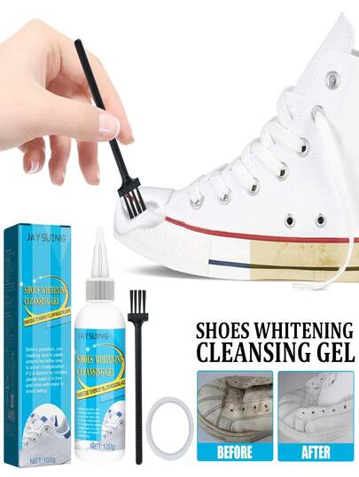 Professional Instant White Shoe Cleaner & Whitener | 100ml Waterless Sneaker Stain Remover Cream | Anti-Yellowing Edge Repair & Sole Whitening Polish | Portable Quick-Dry Shoe Care Kit For Canvas, Leather, Mesh & Sports Shoes | Powerful Restoration & Cleaning Tool