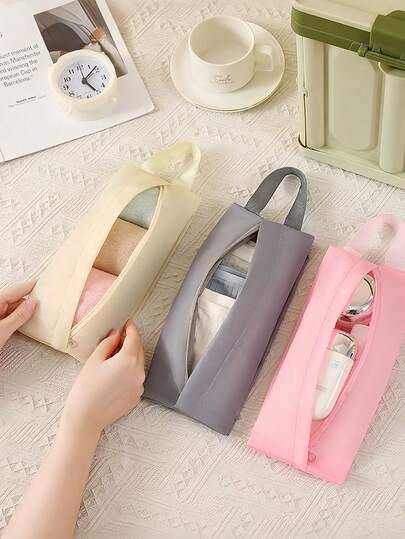 Travel Underwear Storage Bag, Portable Underwear & Socks Organizer Bag, Waterproof Luggage Packing Cubes With Handle, Minimalist Cosmetic Bag, Multi-Functional Compressed Lingerie Mini Storage Bag, Suitable For Luggage, Underwear, Cosmetics, Essentials, Unisex Travel Essential, Cruise Essential, Beach Essential, Back To School Essential