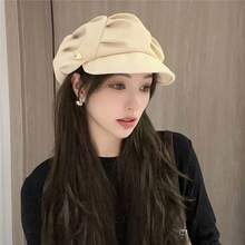 女士八角贝雷帽，配有可调节绳子和金属扣，户外休闲时尚配饰，适合春、夏、秋季佩戴，可作帽子或时尚口罩，设计优雅，采用优质面料。 - 雲朵款 - 查看 17