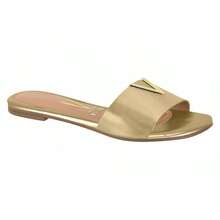 Vizzano Slide Sandal With Textured Strap And Metallic Logo Detail - Golden - View 3