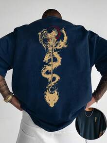 Japanese Elements T-Shirt, Unisex Men's And Women's Blouse, 100% Cotton, Premium Top Streetwear, New Arrivals, Immediate Shipping, Various Colors!! Plus Size - 藏蓝色 - 查看 2