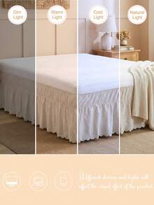 1件荷叶边床裙，简约经典日常使用，舒适透气的涤纶面料，四季皆宜，适合卧室装饰 - 米灰色 - 查看 5