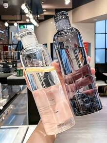 1pc/Portable Large Capacity Plastic Water Bottle, Beautiful Shaker, Travel Essentials, Glass Juice Bottle, Water Bottlepp - Multicolor - View 5