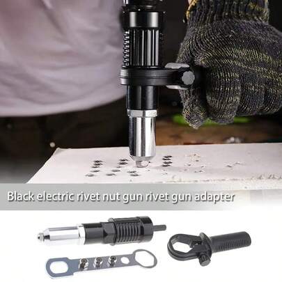 3 قطع طقم محول مسدس الريفيت الصناعي - يحول الحفار/مفك البراغي إلى ريفيتر | من سبيكة الصلب المعالج حراريًا ، رؤوس ريفيت قابلة للتبديل من 2.4-6.4 مم + مفتاح وعروة | متوافق مع حفارات DEWALT/Makita | مثالي لمشاريع الريفيت