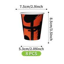 1 Set Basketball Dunk Paper Plates, Napkins, Cups Party Supplies, Serves 8 Guests, Disposable Paper Plates Party Tableware Suitable For Birthday, Wedding, Theme Party, Family Picnic - Multicolor - View 9