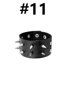 Punk Style Rivet PU Leather Bracelet, 80s Gothic Punk Rivet Faux Leather Cuff Bracelet, Suitable For Men And Women, Party Gift - Fashion Black - View 14