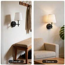 1个可充电LED壁灯，E27灯泡可更换。布艺灯罩夜灯，磁吸式无线壁灯，带遥控器（不含电池）。适用于卧室、楼梯间、走廊、浴室、客厅、玄关等场所。 - 多色 - 查看 11