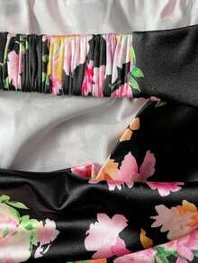 Valentine Outfits For WomenWomen's Floral Digital Print Backless Bodycon Dress, Elegant Sexy Strapless Y2K Party Cocktail Beach Boho Dress, Spring/Summer/AutumnLoose And Comfortablevalentine's Day - 黑色 - 查看 9