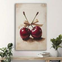 Framed Cherries Valentine's Day Print, Spring Decor Canvas Wall Art, Cherry Romantic Boho Painting, Valentines Vintage Poster Valentine's Day For Living Room, Bedroom, Kitchen,Restroom Decoration - Framed - View 5