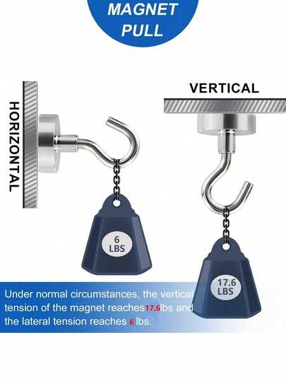 1/5/12 יחידות ווים מגנטיים ניאודימיום עמידים, מגנטים עגולים ממתכת למקרר - מגנטים חזקים 17.6 ליברות, מתאים למקרר, בית, מטבח, תעשייה, מקום עבודה ומשרד