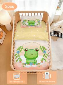 1 Set Of Baby Duvet Cover Set, Cute Frog Pattern Duvet Cover, Polyester Material, Digital Printing, Suitable For Baby Crib, All Seasons, Gifts, Babies. - Multicolor - View 1