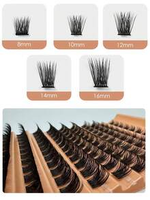 Set de 120 piezas de pestañas postizas individuales para extensión de pestañas DIY, de 8-16mm con diseño cruzado, ligeras para uso diario, con aspecto natural y reutilizables - Naranja - Ver 4