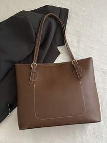 Large Capacity Women's Tote Bag, Versatile, Commuter Bag, Suitable For College Students, Fashionable Shoulder Bag, Handbag - Brown - View 10