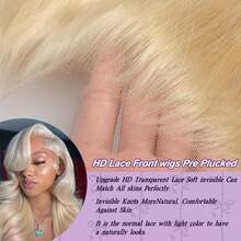 32 Inch 200% Density Body Wave Lace Front Wigs Human Blended Hair #613 Blonde Pre Plucked 13x4 HD Transparent Lace Frontal Wig With Baby Hair 200% Density Brazilian Virgin Lace Front Wigs For Women - S613 - View 7