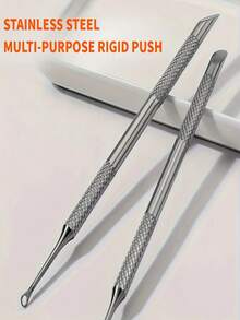 1pc Stainless Steel Multi-Function Dead Skin Remover And Nail Clipper, Portable Manicure Care Tool - Apricot - View 5