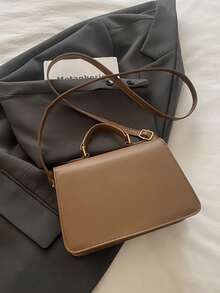1pc Women's Fashionable Commuter Solid Color Handbag, Portable Versatile Niche Shoulder Bag, Luxurious High-Quality Crossbody Bag, Suitable For Dates, Shopping, Gifts, Work - Coffee - View 10