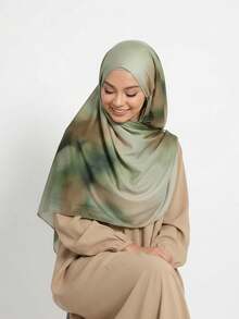 1件装女士波西米亚风水彩花卉印花头巾，秋冬街头风男女通用围巾，适合日常佩戴 - 多色6 - 查看 4