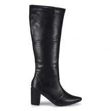 Women's Riding Boot, High Shaft, Square Heel, Comfortable Fashion 206 - Black - View 4