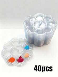 50pcs Plastic Paint Mixing Palette Set, Transparent/White Portable Thin Palette, Suitable For Watercolor, Gouache Art Painting - Multicolor - View 15