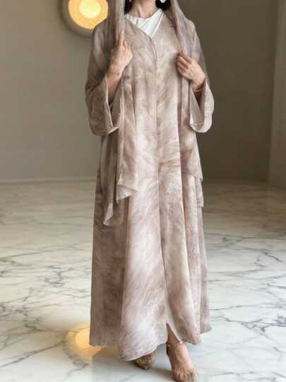 SuofeiMan Women's Fashionable Middle Eastern Muslim Printed Casual Long Robe Jacket, Elegant Robe Suitable For Daily Casual, Travel, Holiday, Vacation Or Party Occasions, Spring/Summer