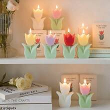 1 Nến thơm hình hoa tulip trang trí, Nến thơm họa tiết hoa lá đẹp mắt, Quà tặng thích hợp cho phòng ngủ, sinh nhật, đám cưới, tiệc mùa xuân Phục sinh (Quà tặng ngày Valentine) - hoa tulip - Xem 3